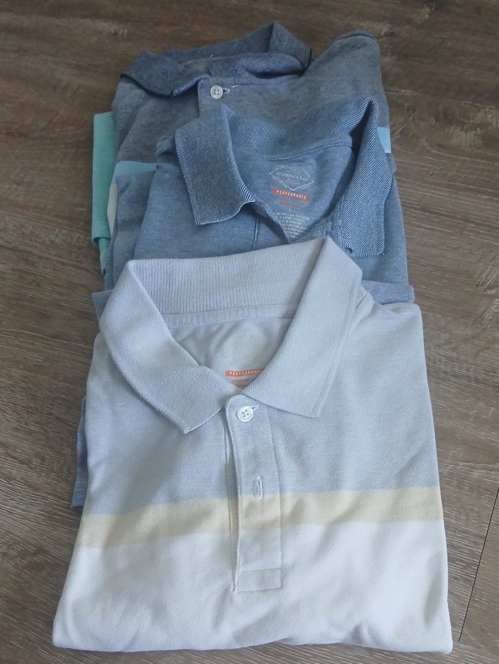 St. John's Bay Light Blue and White Striped Polo